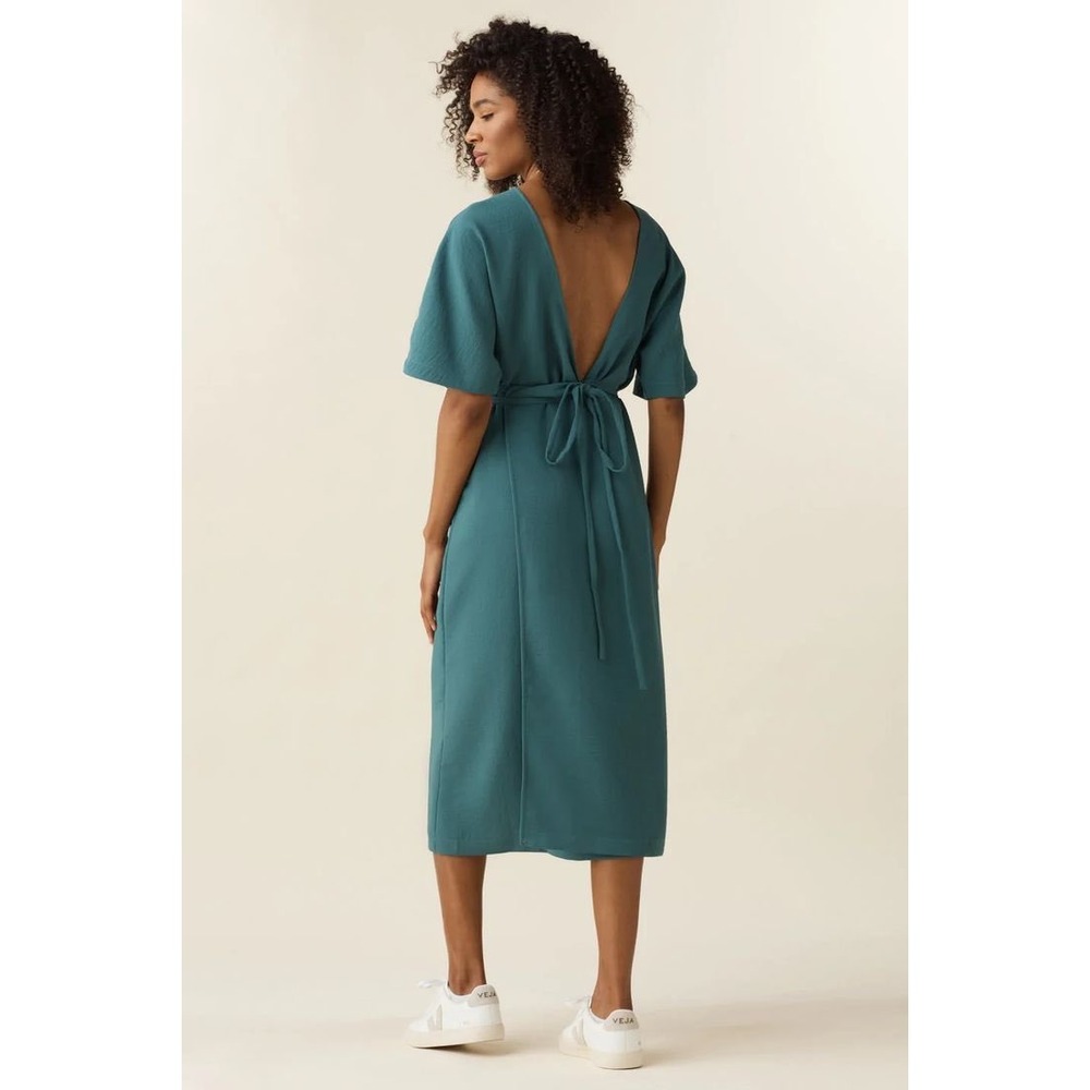 VETTA | Convertible Wrap Dress M Ocean Teal Textured Limited Edition Midi